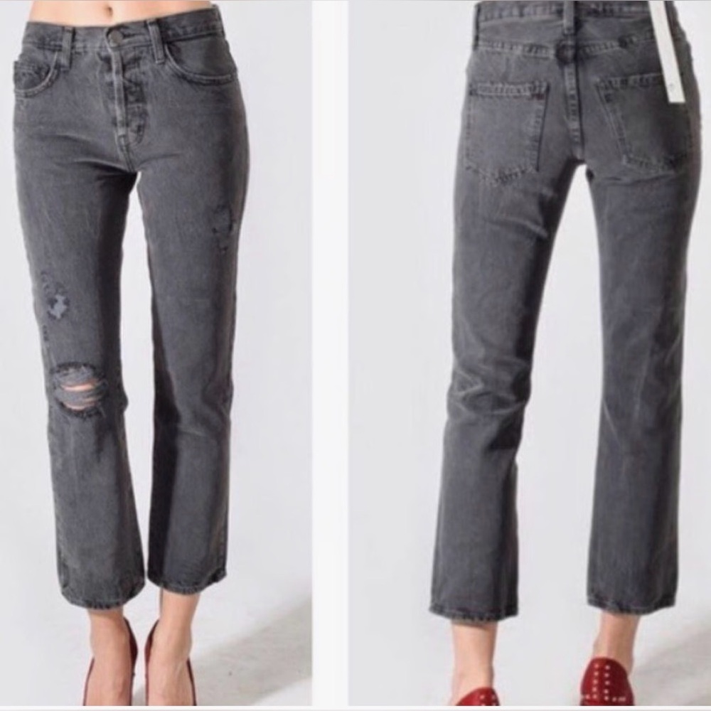 Current Elliott The Original Straight Distressed Denim Jeans Size 27